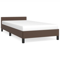 Bettgestell mit Kopfteil Braun 90x190 cm Kunstleder