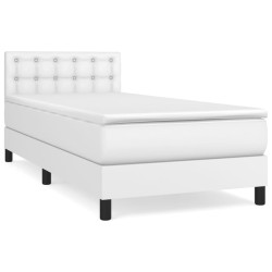 vidaXL Boxspringbett mit Matratze Weiß 90x190 cm Kunstleder