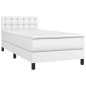 vidaXL Boxspringbett mit Matratze Weiß 90x190 cm Kunstleder vidaXL Boxspringbett mit Matratze Weiß 90x190 cm Kunstleder