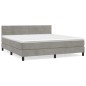 vidaXL Boxspringbett mit Matratze Hellgrau 160x200 cm Samt vidaXL Boxspringbett mit Matratze Hellgrau 160x200 cm Samt