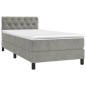 vidaXL Boxspringbett mit Matratze Hellgrau 80x200 cm Samt vidaXL Boxspringbett mit Matratze Hellgrau 80x200 cm Samt
