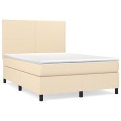 vidaXL Boxspringbett mit Matratze Creme 140x200 cm Stoff