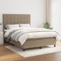 vidaXL Boxspringbett mit Matratze Taupe 140x190 cm Stoff vidaXL Boxspringbett mit Matratze Taupe 140x190 cm Stoff