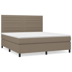 vidaXL Boxspringbett mit Matratze Taupe 180x200 cm Stoff