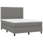 vidaXL Boxspringbett mit Matratze Dunkelgrau 140x190 cm Stoff vidaXL Boxspringbett mit Matratze Dunkelgrau 140x190 cm Stoff