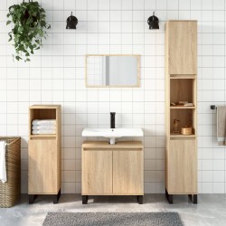 vidaXL 3-tlg. Badmöbel-Set Sonoma-Eiche Holzwerkstoff