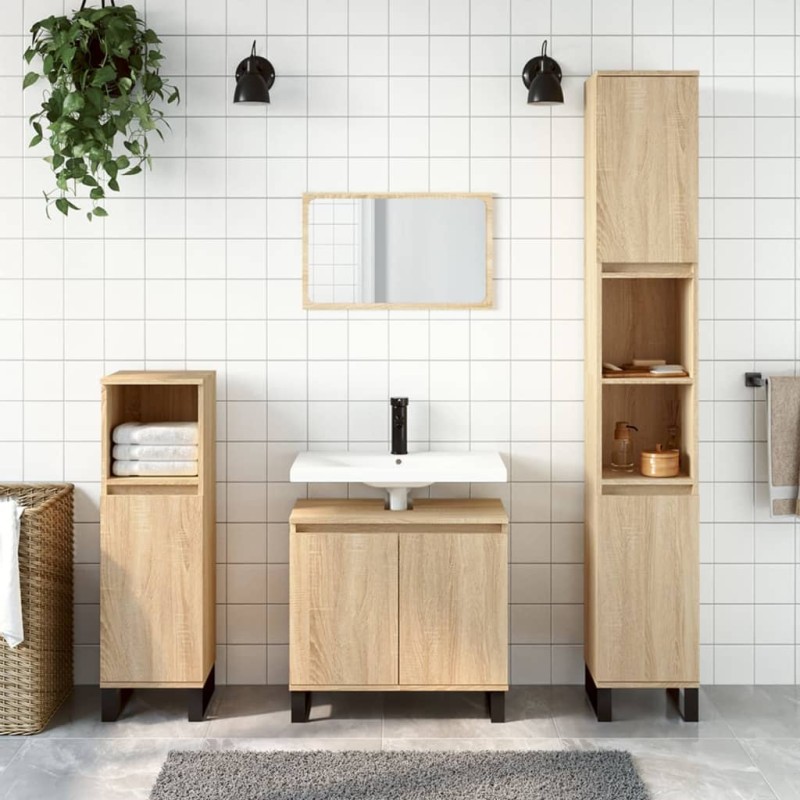 vidaXL 3-tlg. Badmöbel-Set Sonoma-Eiche Holzwerkstoff vidaXL 3-tlg. Badmöbel-Set Sonoma-Eiche Holzwerkstoff