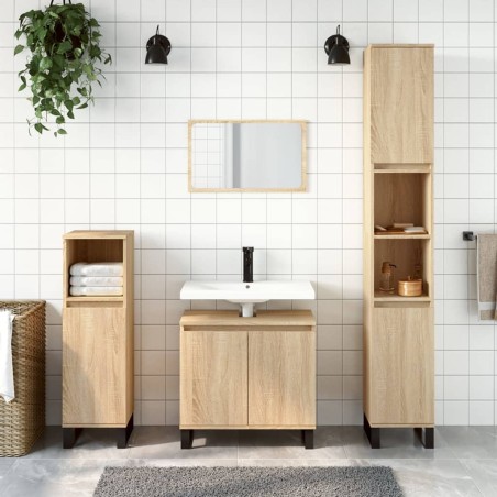 vidaXL 3-tlg. Badmöbel-Set Sonoma-Eiche Holzwerkstoff