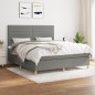 vidaXL Boxspringbett mit Matratze Dunkelgrau 180x200 cm Stoff vidaXL Boxspringbett mit Matratze Dunkelgrau 180x200 cm Stoff