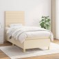 vidaXL Boxspringbett mit Matratze Creme 100x200 cm Stoff vidaXL Boxspringbett mit Matratze Creme 100x200 cm Stoff