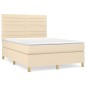 vidaXL Boxspringbett mit Matratze Creme 140x200 cm Stoff vidaXL Boxspringbett mit Matratze Creme 140x200 cm Stoff