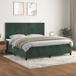 vidaXL Boxspringbett mit Matratze Dunkelgrün 200x200 cm Samt