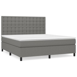 vidaXL Boxspringbett mit Matratze Dunkelgrau 160x200 cm Stoff