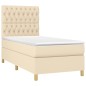 vidaXL Boxspringbett mit Matratze Creme 90x200 cm Stoff vidaXL Boxspringbett mit Matratze Creme 90x200 cm Stoff