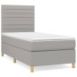 vidaXL Boxspringbett mit Matratze Hellgrau 90x200 cm Stoff vidaXL Boxspringbett mit Matratze Hellgrau 90x200 cm Stoff