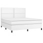 vidaXL Boxspringbett mit Matratze Weiß 180x200 cm Kunstleder vidaXL Boxspringbett mit Matratze Weiß 180x200 cm Kunstleder