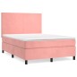 vidaXL Boxspringbett mit Matratze Rosa 140x200 cm Samt vidaXL Boxspringbett mit Matratze Rosa 140x200 cm Samt