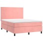 vidaXL Boxspringbett mit Matratze Rosa 140x200 cm Samt vidaXL Boxspringbett mit Matratze Rosa 140x200 cm Samt