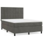 vidaXL Boxspringbett mit Matratze Dunkelgrau 140x200 cm Samt vidaXL Boxspringbett mit Matratze Dunkelgrau 140x200 cm Samt