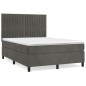 vidaXL Boxspringbett mit Matratze Dunkelgrau 140x190 cm Samt vidaXL Boxspringbett mit Matratze Dunkelgrau 140x190 cm Samt