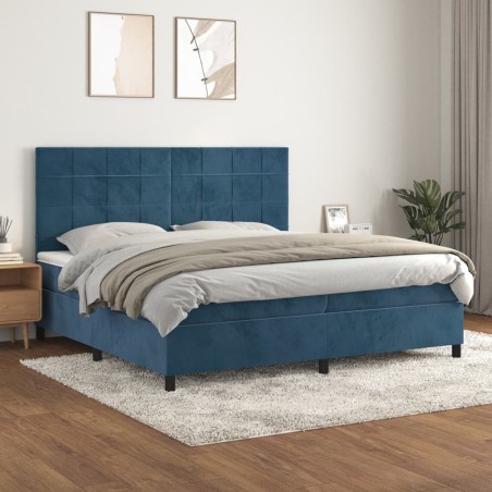 vidaXL Boxspringbett mit Matratze Dunkelblau 200x200 cm Samt