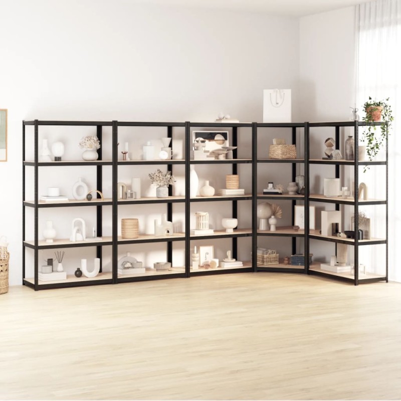 vidaXL Regale mit 5 Böden 5 Stk. Anthrazit Stahl & Holzwerkstoff vidaXL Regale mit 5 Böden 5 Stk. Anthrazit Stahl & Holzwerkstoff
