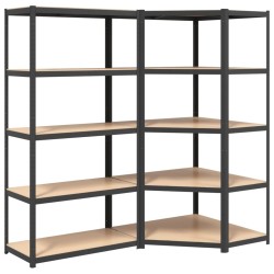 vidaXL Regale mit 5 Böden 2 Stk. Anthrazit Stahl & Holzwerkstoff