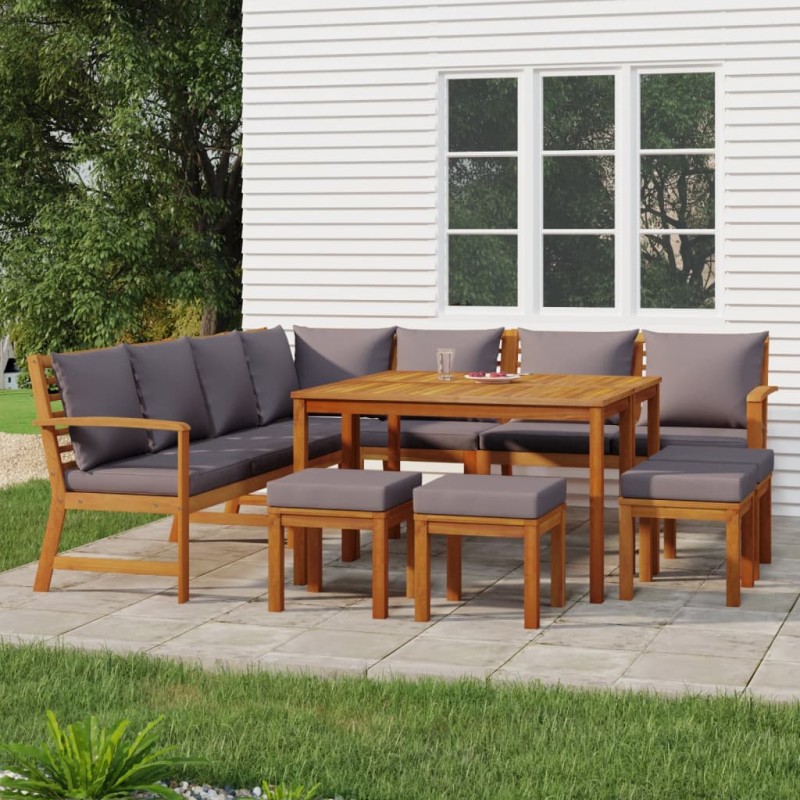 vidaXL 11-tlg. Garten-Essgruppe mit Kissen Massivholz Akazie vidaXL 11-tlg. Garten-Essgruppe mit Kissen Massivholz Akazie