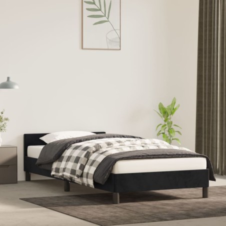 vidaXL Bettgestell mit Kopfteil Schwarz 90x200 cm Samt