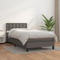vidaXL Boxspringbett mit Matratze Grau 90x200 cm Kunstleder vidaXL Boxspringbett mit Matratze Grau 90x200 cm Kunstleder