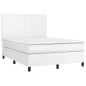 vidaXL Boxspringbett mit Matratze Weiß 140x200 cm Kunstleder vidaXL Boxspringbett mit Matratze Weiß 140x200 cm Kunstleder