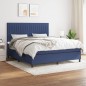 vidaXL Boxspringbett mit Matratze Blau 160x200 cm Stoff vidaXL Boxspringbett mit Matratze Blau 160x200 cm Stoff
