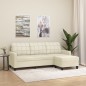 vidaXL 3-Sitzer-Sofa mit Hocker Creme 180 cm Kunstleder vidaXL 3-Sitzer-Sofa mit Hocker Creme 180 cm Kunstleder