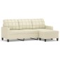 vidaXL 3-Sitzer-Sofa mit Hocker Creme 180 cm Kunstleder vidaXL 3-Sitzer-Sofa mit Hocker Creme 180 cm Kunstleder