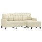 vidaXL 3-Sitzer-Sofa mit Hocker Creme 180 cm Kunstleder vidaXL 3-Sitzer-Sofa mit Hocker Creme 180 cm Kunstleder