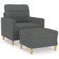 vidaXL Sessel mit Hocker Dunkelgrau 60 cm Stoff vidaXL Sessel mit Hocker Dunkelgrau 60 cm Stoff