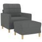vidaXL Sessel mit Hocker Dunkelgrau 60 cm Stoff vidaXL Sessel mit Hocker Dunkelgrau 60 cm Stoff