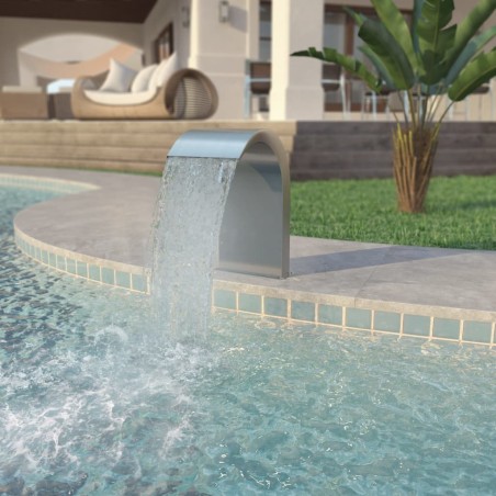 vidaXL Pool-Wasserfall Edelstahl 45x30x65 cm Silbern  