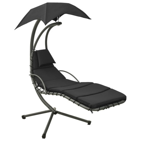 vidaXL Garten-Schaukelstuhl Schwarz und Grau 190x90x200 cm Stoff