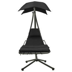 vidaXL Garten-Schaukelstuhl Schwarz und Grau 190x90x200 cm Stoff