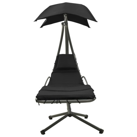 vidaXL Garten-Schaukelstuhl Schwarz und Grau 190x90x200 cm Stoff