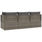 vidaXL 3-tlg. Garten-Lounge-Set mit Kissen Grau Poly Rattan vidaXL 3-tlg. Garten-Lounge-Set mit Kissen Grau Poly Rattan