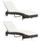 vidaXL Sonnenliegen 2 Stk. mit Rollen und Auflagen Poly Rattan Braun vidaXL Sonnenliegen 2 Stk. mit Rollen und Auflagen Poly Rattan Braun