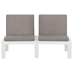 vidaXL Garten-Lounge-Bank mit Auflagen Kunststoff Weiß