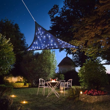 Perel Sonnensegel mit Integrierten LEDs Dreieck 3,6 m Dunkelblau