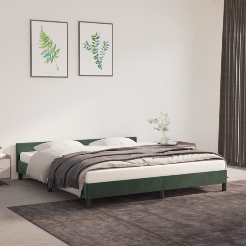 vidaXL Bettgestell mit Kopfteil Dunkelgrün 180x200 cm Samt vidaXL Bettgestell mit Kopfteil Dunkelgrün 180x200 cm Samt