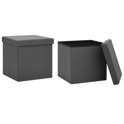 vidaXL Hocker mit Stauraum 2 Stk. Grau PVC