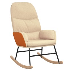 vidaXL Schaukelstuhl Cremeweiß Stoff