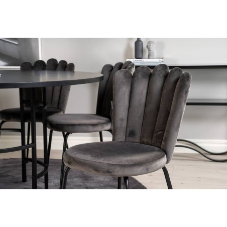 Venture Home Esszimmerstühle 2 Stk. Limhamn Samt Schwarz und Grau