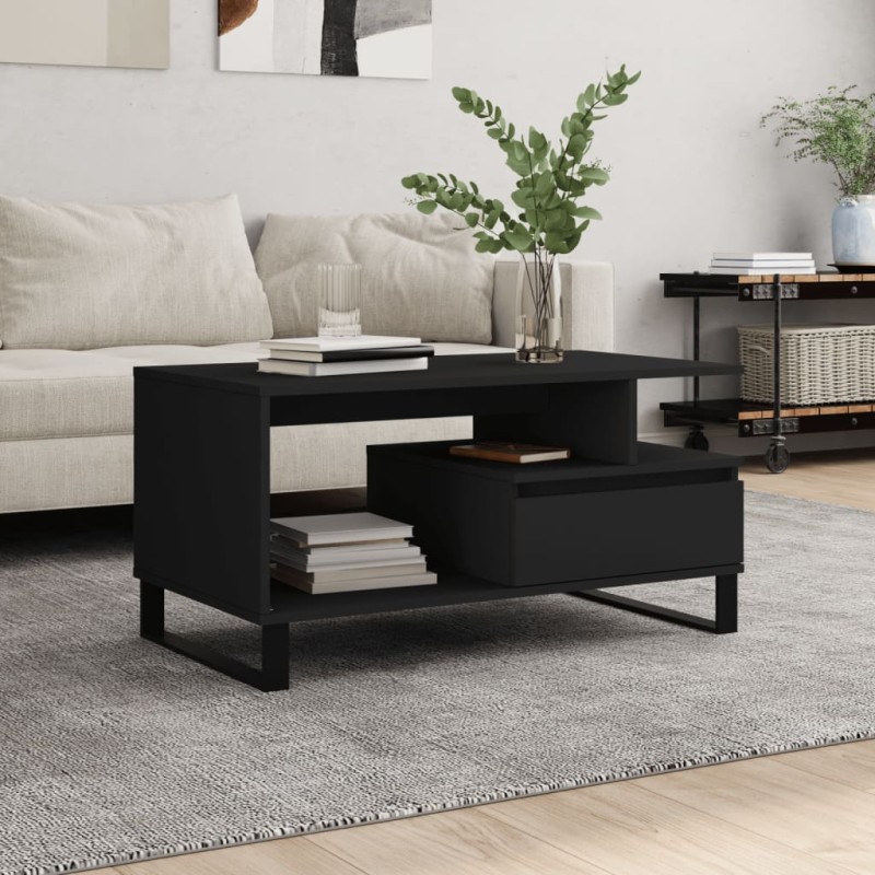 vidaXL Couchtisch Schwarz 90x49x45 cm Holzwerkstoff vidaXL Couchtisch Schwarz 90x49x45 cm Holzwerkstoff